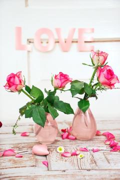 glass vase, Heart, Hybrid Tea, Mothers Day, petals, Schnittblume