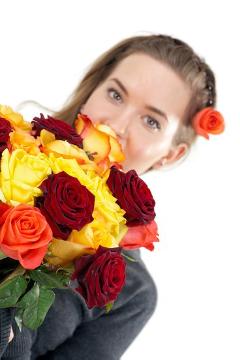 Blumenstrauß, Frau, Mädchen, Person «Personen», Rosenstrauß, Schnittblumen, Trend und Stil