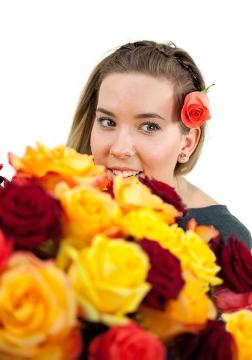 Blumenstrauß, Frau, Mädchen, Person «Personen», Rosenstrauß, Schnittblumen, Trend und Stil